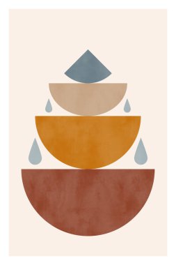 Suluboya desenli minimalist poster. Pastel renkler.