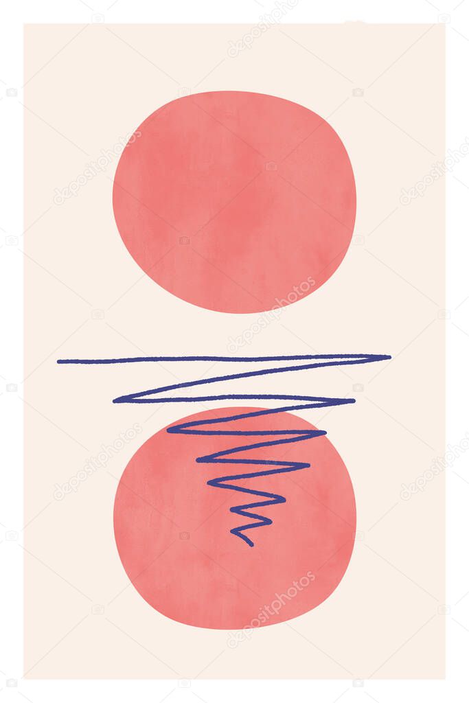 Minimalist poster with watercolor texture. Pastel colors.