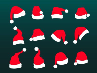 Beyaz kürklü kırmızı Noel Baba şapkası. Xmas giysileri