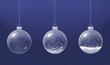 Cam noel küresi gerçekçi bir şekilde. Kar küreleri