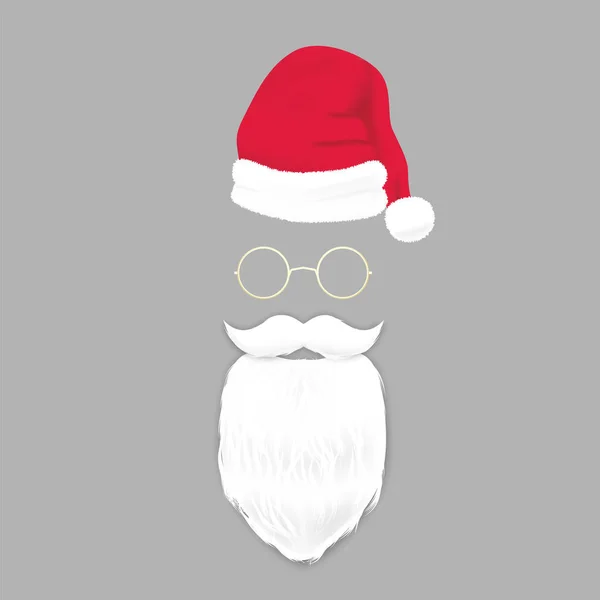 Santa claus beard and mustache and glasses. — Stock Vector