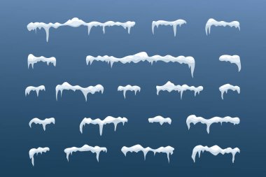 Çerçeveler için buz dekorasyonu koleksiyonu. Yatay donmuş kar kümesi.