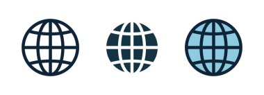 Globe, gezegen ikonu seti. İnternet, küresel küre