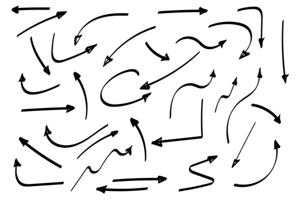 数字箭头集合或集合 手绘的形状 方向标志或符号 墨水箭矢量 涂鸦符号Doodle Symbols 点点图标 指针图形符号 矢量说明 — 图库矢量图片