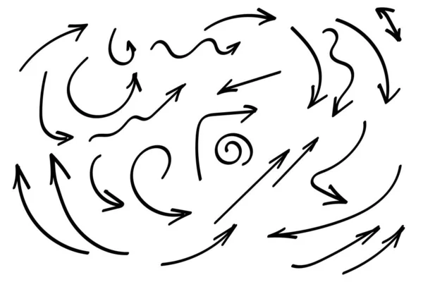 Doodle Βέλη Που Συλλογή Χειροποίητα Σήματα Κατεύθυνσης Σύμβολα Διανυσματικά Βέλη — Διανυσματικό Αρχείο