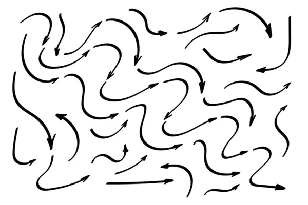 Ensemble Flèches Collection Doodle Formes Panneaux Direction Symboles Dessinés Main — Image vectorielle