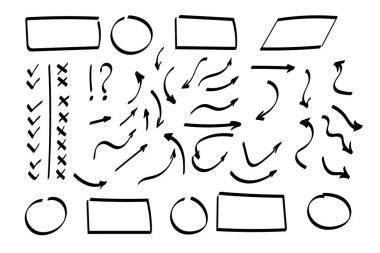 Karalama sembolleri. İşaret simgeleri. İşaretçi grafik simgeleri.