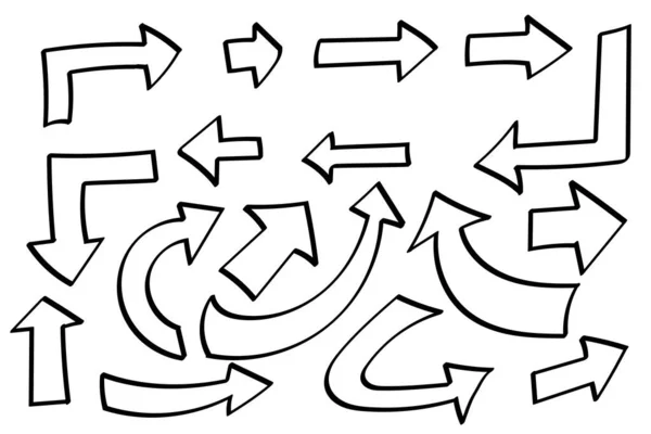 Símbolos Doodle. Ícones de ponteiro. Símbolos gráficos ponteiros. — Vetor de Stock