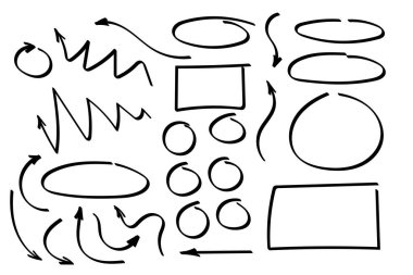 Karalama sembolleri. İşaret simgeleri. İşaretçi grafik simgeleri.