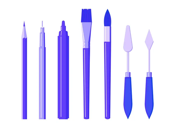 Conjunto de ferramentas de arte - lápis, pincel, forro, caneta, marcador —  Vetores de Stock