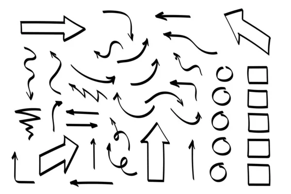 Símbolos Doodle. Ícones de ponteiro. Símbolos gráficos ponteiros. — Vetor de Stock