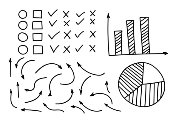 Doodle símbolos. Iconos de puntero. Puntero símbolos gráficos. — Archivo Imágenes Vectoriales