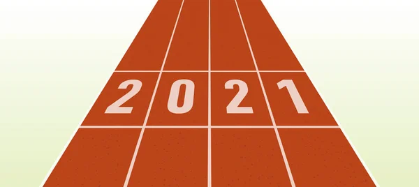 Löpband symboliserar nystart 2021 och nya affärsmål — Stock vektor