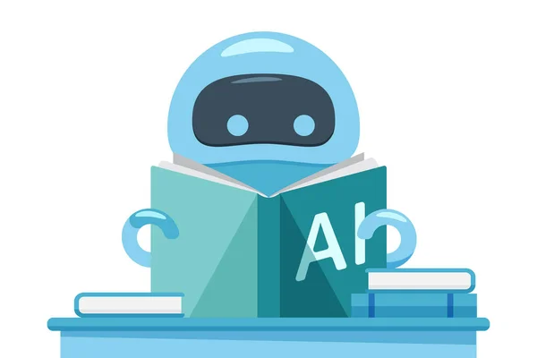 Robot lub bot czytania AI zeszyt ćwiczeń. — Wektor stockowy