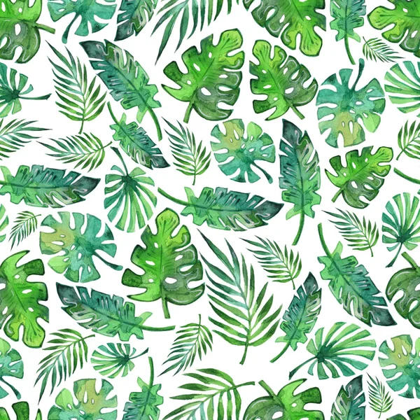 Watercolour tropical foliage seamless pattern — Stock Photo, Image