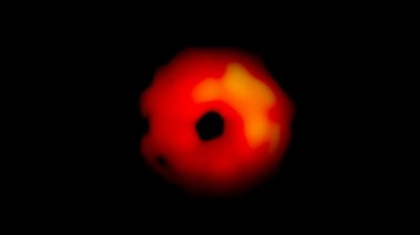 M87 galaksisinin merkezindeki süper kütleli kara delik. Tasvir stili, Event Horizon Teleskobu (Eht) tarafından sağlanan bir kara deliğin ilk görüntüsünden esinlenilmiştir.).