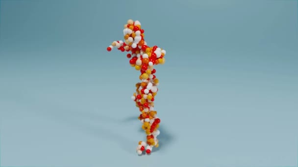 一个由不同颜色的球组成的人跳舞秋千 — 图库视频影像