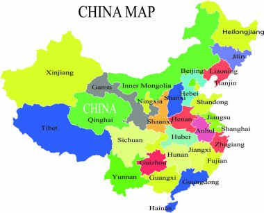 Çin harita vektör çizim