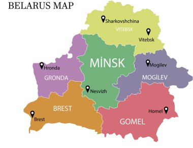 Beyaz Rusya Haritası vektör çizim