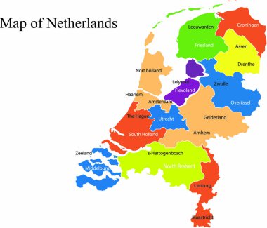 Hollanda harita vektör çizim