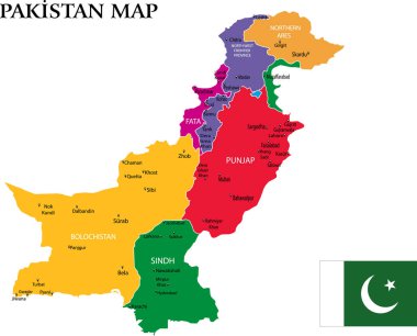 Pakistan harita vektör çizim