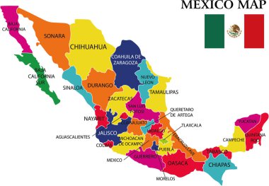 Meksika harita vektör çizim