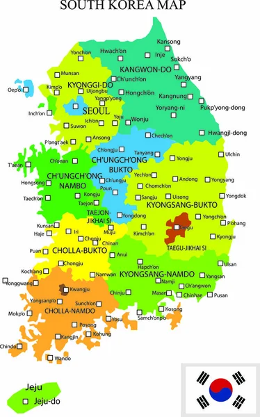 Güney Kore harita vektör çizim