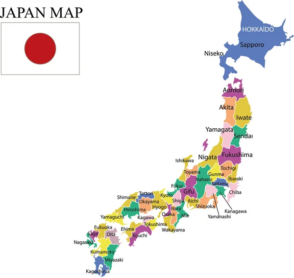 Japonská Mapa Vektorové Ilustrace — Stockový vektor