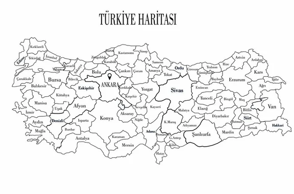 Туреччина Карта Вектор Туреччина Ліцензійні Стокові Ілюстрації