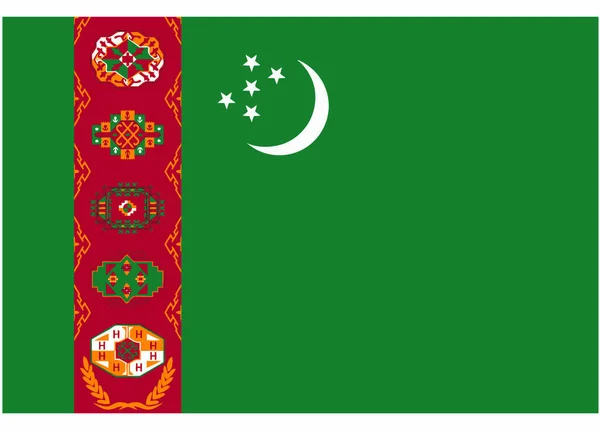 Vektor Illustration Turkmenistans Flagga — Stock vektor