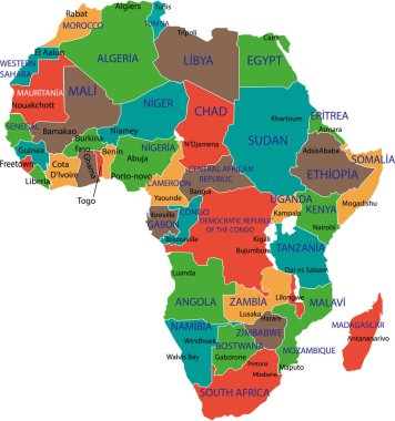 Afrika haritasının vektör illüstrasyonu