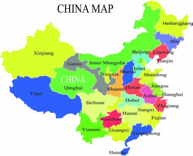 Çin harita vektör çizim