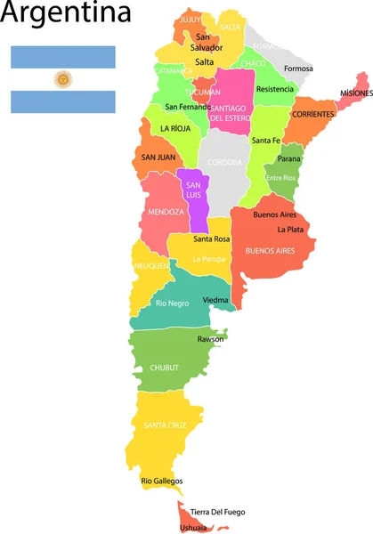 Argentina Mapa Ilustração Vetorial — Vetor de Stock