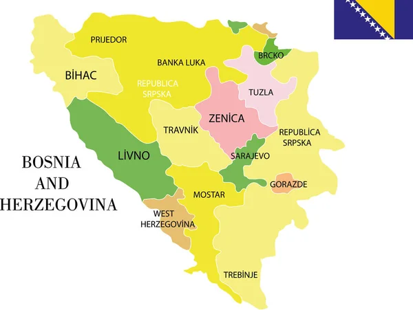 Vektorová Ilustrace Mapy Bosny Hercegoviny — Stockový vektor