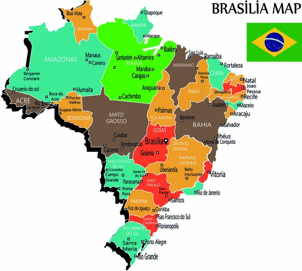 Brasil Mapa Vector Ilustración — Vector de stock