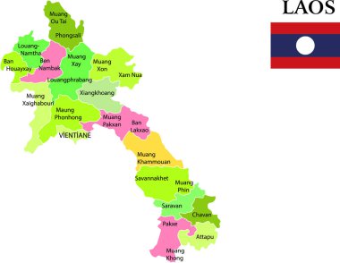 Laos vektör illüstrasyon haritası