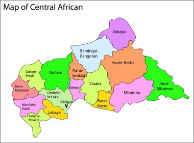 Orta Afrika Haritası Vektör İllüstrasyon Haritası