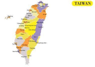 Tayvan Haritası vektör çizim