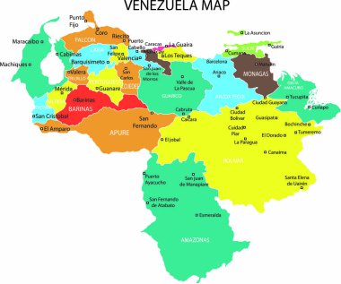 Venezuela haritasının vektör illüstrasyonu