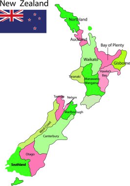 Yeni Zelanda harita vektör çizim