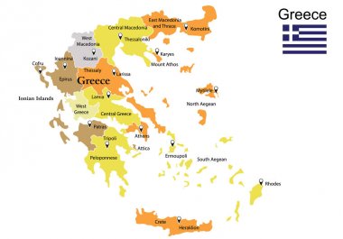 Yunanistan Haritası vektör çizim