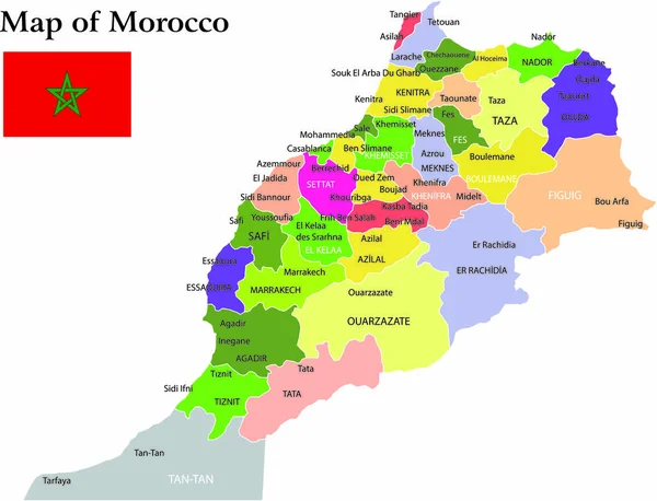Vektorillustration Der Landkarte Von Marokko — Stockvektor