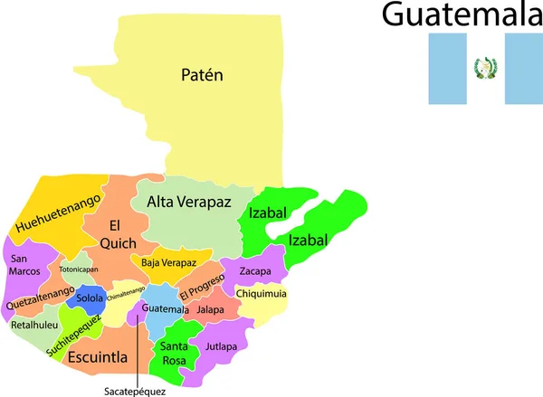 Ilustración Vectorial Del Mapa Guatemala — Vector de stock