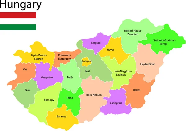 Ilustracja Wektorowa Mapa Węgry — Wektor stockowy