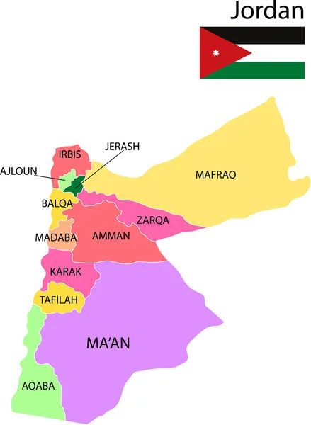 Jordania Mapa Vector Ilustración — Archivo Imágenes Vectoriales