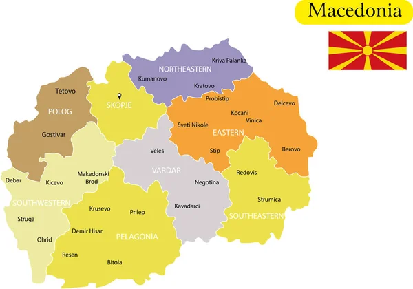 Mapa Macedônia Ilustração Vetorial — Vetor de Stock