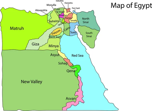 Ilustracja Wektorowa Mapa Egiptu — Wektor stockowy