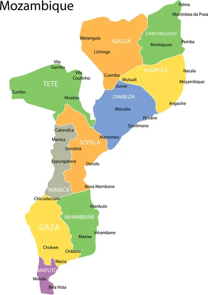 Ilustracja Wektorowa Mapy Mozambiku — Wektor stockowy