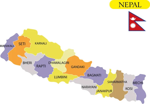 Nepal haritasının vektör illüstrasyonu