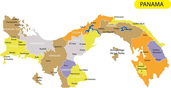 Ilustrasi Vektor Peta Panama - Stok Vektor